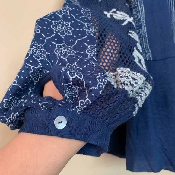 NWT free people embroidered boho scoopneck top - Picture 7 of 10